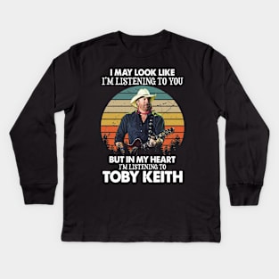 Vintage I May Look Like I'm Listening To Guitar Music Kids Long Sleeve T-Shirt